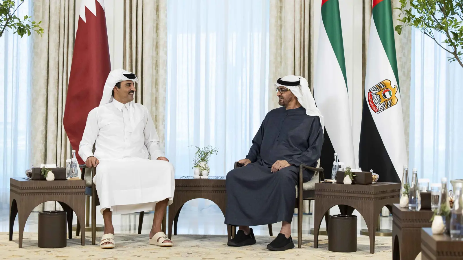 رئيس الإمارات وأمير قطر يبحثان العلاقات الثنائية