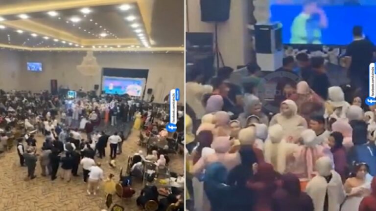 عريس وعروسه يوقفان حفل زفافهما لمتابعة مباراة مصر – شاهد