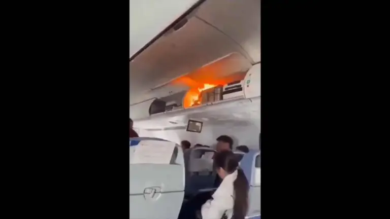 اندلاع حريق داخل طائرة خلال رحلة جوية- فيديو